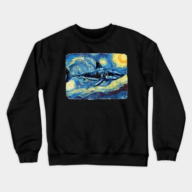 The Shark Van Gogh Style Crewneck Sweatshirt by todos